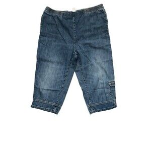 029-012 City Blues by Koret Women's Sz 12 Capri Denim Jeans Pocket Elastic Waist